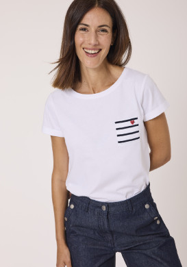 Tee-shirt manches courtes femme blanc 100% coton