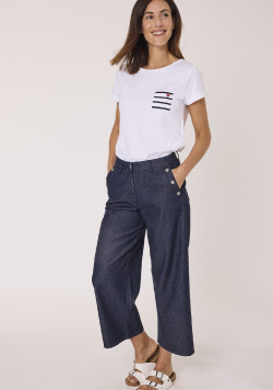 Tee-shirt manches courtes femme blanc 100% coton