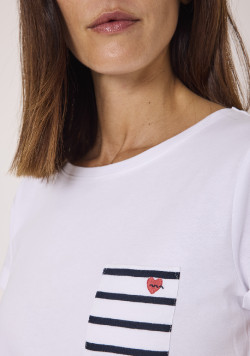 Tee-shirt manches courtes femme blanc 100% coton