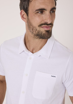 Chemise manches courtes homme blanc 100% coton