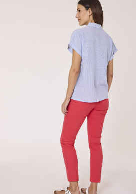 Chemise manches courtes femme rayé bleu 100% coton Chemise manches courtes femme rayé bleu 100% coton