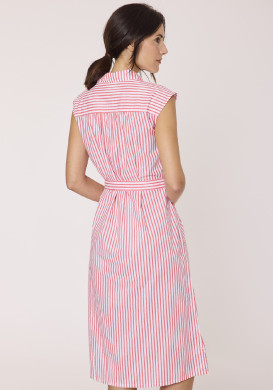 Robe chemise femme à rayures rouges 100% coton Robe chemise femme à rayures rouges 100% coton