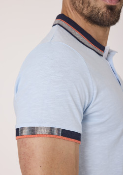 Polo 100% coton bleu clair homme