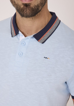Polo 100% coton bleu clair homme