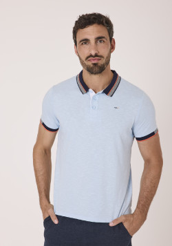 Polo 100% coton bleu clair homme