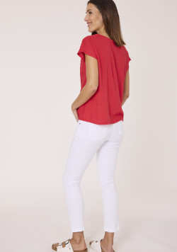 Blouse femme manches courtes viscose rouge
