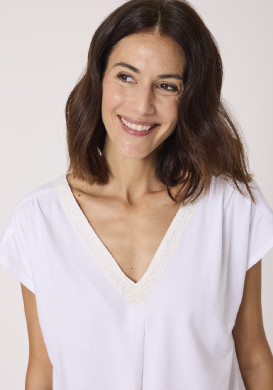 Blouse femme manches courtes viscose blanche
