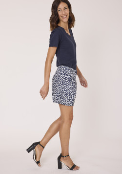 Short femme 100% viscose imprimé bleu