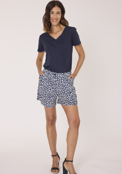 Short femme 100% viscose imprimé bleu