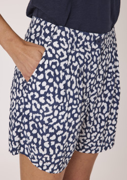 Short femme 100% viscose imprimé bleu