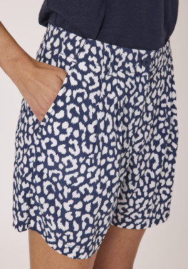 Short femme 100% viscose imprimé bleu