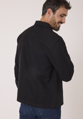 Veste homme noir avec poche poitrine