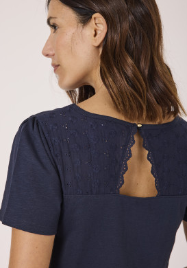 Tee-shirt manches courtes femme bleu marine 100% coton Tee-shirt manches courtes femme bleu marine 100% coton
