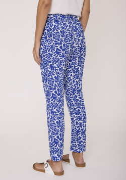 Pantalon fluide pour femme 100% viscose imprimé bleu