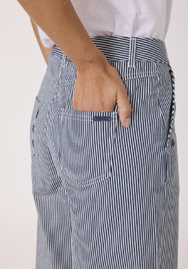 Pantalon large femme rayé bleu marine 100% coton Pantalon large femme rayé bleu marine 100% coton