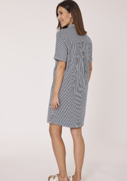 Robe femme rayé bleu avec col polo 100% coton