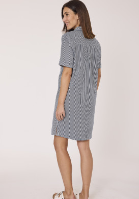 Robe femme rayé bleu avec col polo 100% coton Robe femme rayé bleu avec col polo 100% coton