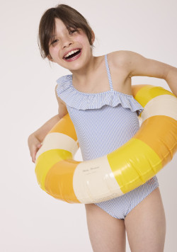 Maillot de bain Fille blanc et bleu