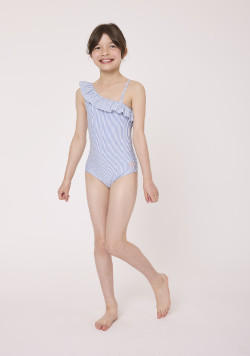 Maillot de bain Fille blanc et bleu