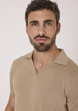 Polo tricot manches courtes Homme beige