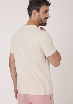Tee-shirt coton et lin Homme grège