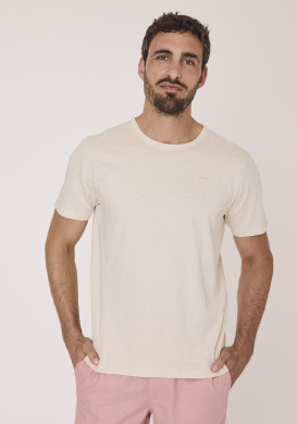 Tee-shirt coton et lin Homme grège