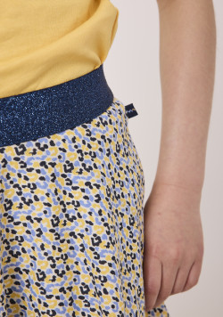 Jupe short fille imprimé floral jaune et bleu