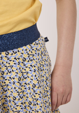 Jupe short fille imprimé floral jaune et bleu Jupe short fille imprimé floral jaune et bleu