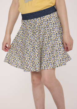 Jupe short fille imprimé floral jaune et bleu