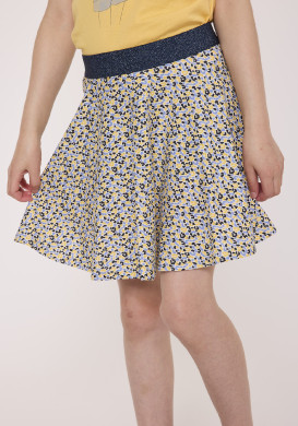 Jupe short fille imprimé floral jaune et bleu Jupe short fille imprimé floral jaune et bleu