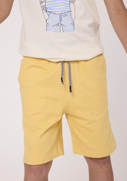 Bermuda garçon molleton jaune 100% coton