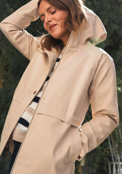 Parka courte avec capuche beige femme