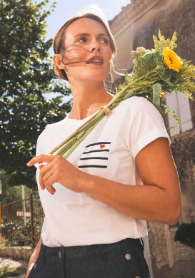 Tee-shirt manches courtes femme blanc 100% coton
