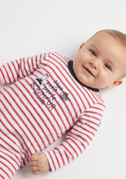 Pyjama rayé rouge en velours Bébé