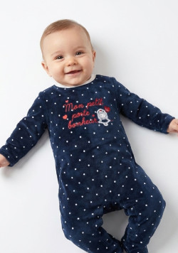 Pyjama Bébé bleu marine à pois