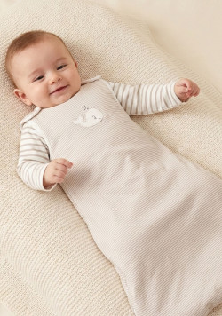 Turbulette évolutive bébé rayée beige