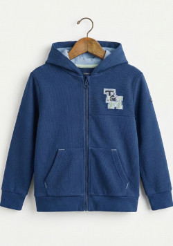 Sweat zippé à capuche bleu garçon