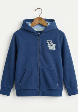 Sweat zippé à capuche bleu garçon Sweat zippé à capuche bleu garçon