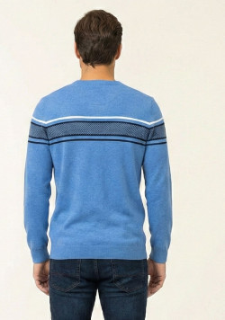 Pull bleu vif col rond Homme