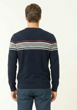Pull bleu marine Homme col rond