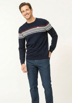 Pull bleu marine Homme col rond