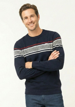 Pull bleu marine Homme col rond