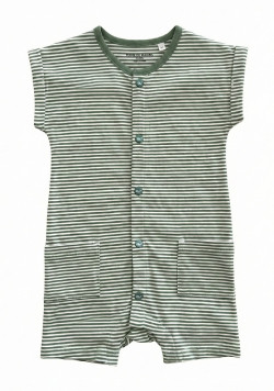 Combishort 100% coton rayé verte bébé