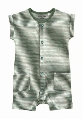 Combishort 100% coton rayé verte bébé Combishort 100% coton rayé verte bébé
