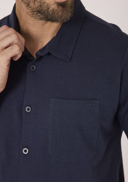Chemise manches courtes homme bleu marine 100% coton