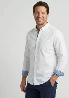 Chemise homme manches longue blanche 100% coton