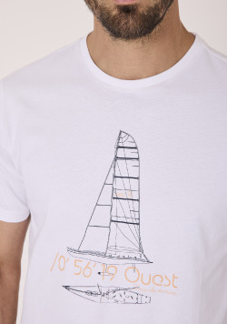 Tee-shirt blanc homme avec imprimé 100% coton