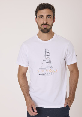 Tee-shirt blanc homme avec imprimé 100% coton Tee-shirt blanc homme avec imprimé 100% coton
