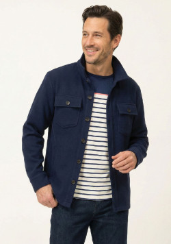 Veste bleu marine Homme en maille feutrée