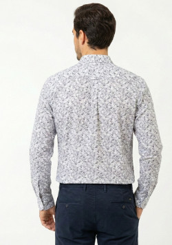 Chemise blanche Homme imprimé gris